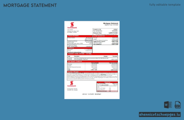 Beispiel eines Kontoauszugs der Scotiabank Canada für Hypotheken